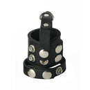 Strict Leather Cock Strap and Ball Stretcher Small shown in black leather with snap closures.