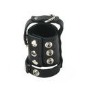 Strict Leather Cock Strap and Ball Stretcher Large made of soft leather with cold steel hardware for comfort and function.