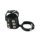 Strict Leather Cock Strap and Ball Stretcher Large, leather gear for comfortable stretching during play.