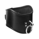 Strict Leather Locking Posture Collar Small Black, tall bondage collar with sturdy leather and lifting design.