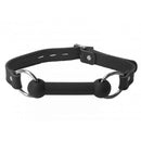Strict Leather Silicone Bit Gag with comfortable design for pony play and bondage scenes.