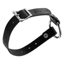 Strict Leather Thigh or Boot Strap On Dildo Harness Black with adjustable buckle and steel O-ring.