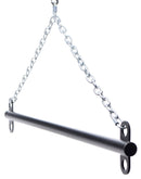 Master Series Levitate 36 Inch Steel Suspension Bar Black with chains and hooks for restraint play.