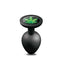 Medium silicone anal plug with cannabis leaf charm and flared base for safe removal, part of the Stoner Vibes Chronic Collection.