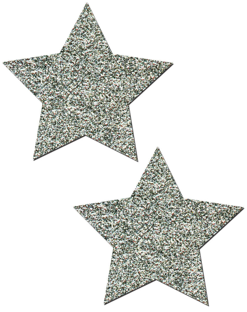 Pastease Rockstar Silver Star-Shaped Pasties with Skin-Safe Adhesive - Latex-Free and Waterproof