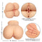 Life-sized 4-hole realistic masturbator with PureSkin™ material and textured chambers for ultimate pleasure, dimensions visible.