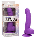 Purple Neon Silicone Studs 6 Inch from CalExotics with packaging - vibrant, realistic pleasure toy.