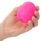 Hand holding Pop Sock!™ Textured Pink reversible stroker with soft, tight, and stretchy pink material for solo pleasure.