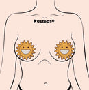 Person wearing Pastease Happy Sun Pasties with sparkling smiling sunshine design