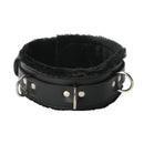 Strict Leather Fur Lined Locking Collar Small Medium Black featuring plush faux fur lining and durable leather.
