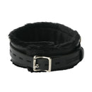 Strict Leather Premium Fur Lined Locking Collar XL Black with faux fur lining and thick leather construction.