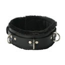 Strict Leather Premium Fur Lined Locking Collar XL Black featuring plush faux fur and thick leather for comfort.