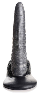 The Gargoyle Rock Hard Silicone Dildo Silver with ridges and smooth tapered tip for easy insertion and stability.