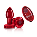 Viben Cheeky Charms Small Vibrating Remote Anal Plug Red with remote control and shiny red design.