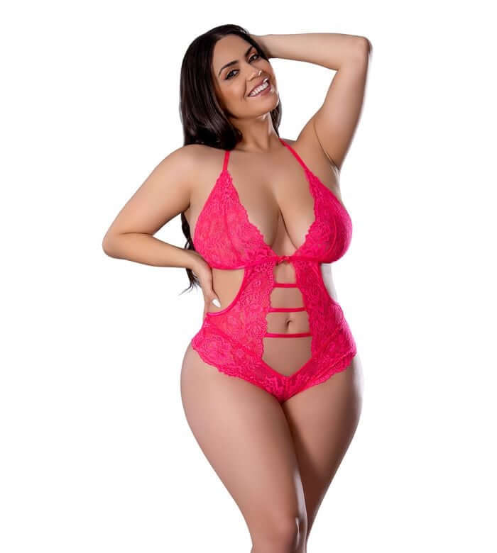 GET IT GIRL TEDDY W/ SNAP CROTCH PINK 2XL-0