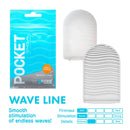 Pocket Tenga Wave Line Masturbation Sleeve packaging and product image with wave-inspired design for smooth stimulation.