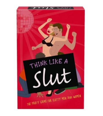 Think Like A Slut Party Game box featuring colorful design and humorous theme for adult party fun.