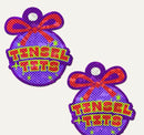 Tinsel Tits Holiday Ornament on Disco Glitter Purple Breast Pasties with bright colors and festive design.