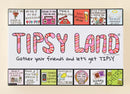 Tipsyland Drinking Game box featuring colorful instructions and prompts for an entertaining party experience.