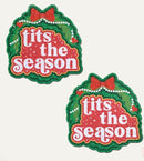 Tits the Season Holiday Green Wreath on Glittery Velvet Pasties with festive design and vibrant colors.