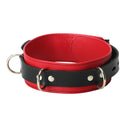Strict Leather Deluxe Red and Black Locking Collar, featuring a stylish two-tone design with sturdy hardware.