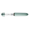 Touch of Velvet Peacock Petals Bullet Vibrator with battery compartment open, showing AAA battery placement, silky-smooth green design
