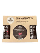 Earthly Body Hemp Seed Massage in a Box Gift Set Kashmir Musk Tranquility Trio massage kit
