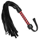 Strict Leather Bullhide Flogger featuring braided handle and long leather falls for impactful play.
