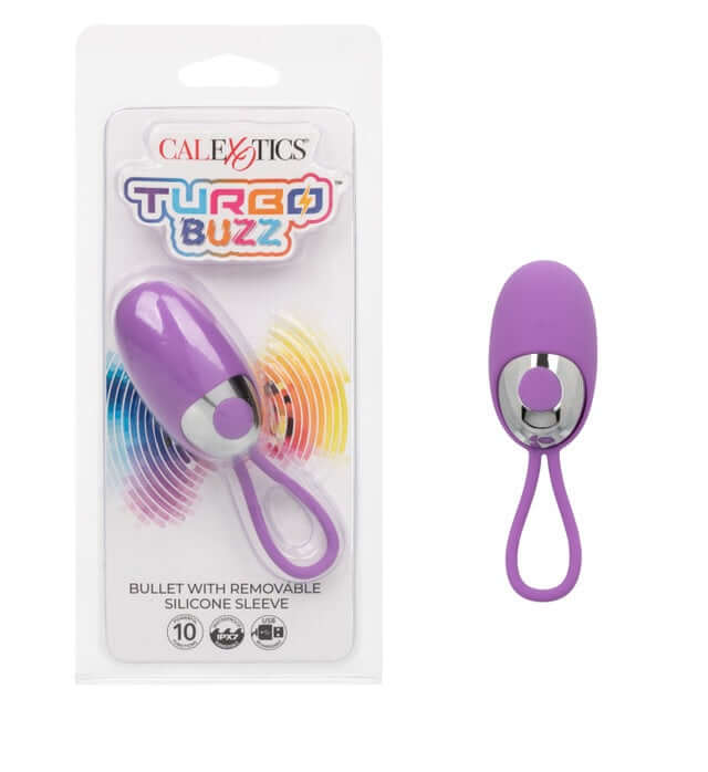Turbo Buzz™ Bullet with Removable Silicone Sleeve - Purple. 10 vibration functions. Powerful stimulator for versatile sensations in intimate moments.