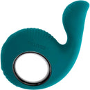 Evolved Thumbs Up Dual Motor Vibrator, waterproof and rechargeable, with thumb-shaped textured shaft and wide ringed handle for dual stimulation.