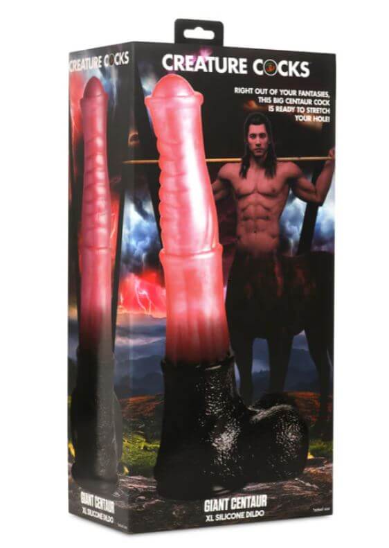 CREATURE COCKS Giant Centaur XL Silicone Dildo packaging with fantasy themed design