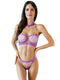 Sexy chained lingerie set in purple, featuring a daring mesh design, showcasing elegance and allure. Perfect for intimate occasions.