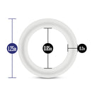 Performance Vs2 Pure Premium Silicone Cockrings Small White dimensions showing sizes in inches.
