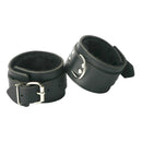 Strict Leather Fur Lined Ankle Cuffs in durable black leather with faux fur lining for comfortable restraint.