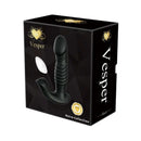 Vesper Multi-Function Vibe in black packaging, featuring remote control and elegant ergonomic design.