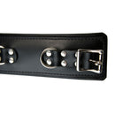 Strict Leather Padded Premium Locking Ankle Restraints with polished hardware and durable leather construction.