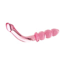 Prisms Hamsa Double Ended Glass Dildo Pink with smooth and textured ends for G-spot and P-spot stimulation.