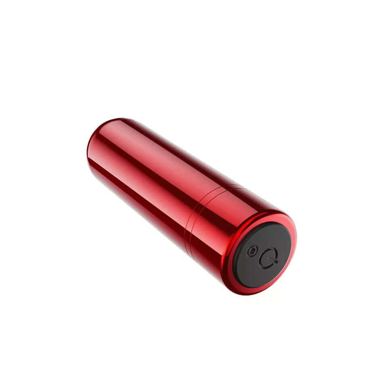 Kool Vibes Rechargeable Mini Bullet Vibrator in Cherry Red with Sleek Metallic Finish and 10 Vibration Modes