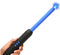 Hand holding Zeus Shock Rod E-Stim Zapping Wand with blue shaft and ribbed handle, emitting electric sparks for intense sensory play.