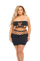 Pink Lipstick Net Worth 2 Piece Bandeau Set Queen Black on a model showcasing a trendy, bold look.