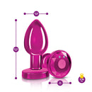 Viben Cheeky Charms Vibrating Pink Metal Remote Plug Medium dimensions and features diagram.