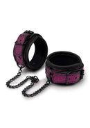 Dragon's Lair Wrist & Ankle Cuffs - Comfortable, padded beginners' restraints with purple textured design and black chain links.