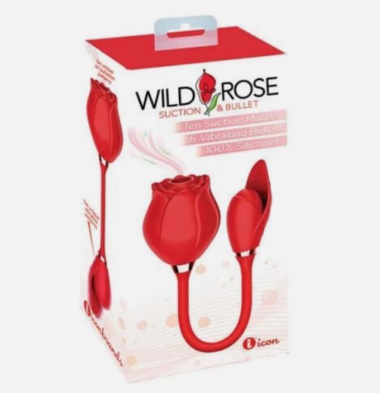 WILD ROSE & BULLET RECHARGEABLE SILICONE SUCTION VIBRATOR-2