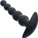 Rechargeable X-5 Silicone Power Beads 7.25 inch Black with graduated silicone design and control button for anal stimulation.