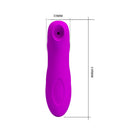 Pretty Love Magic Flute Clitoral Suction Stimulator in vibrant purple, showcasing its unique design and dimensions.