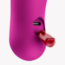 Close-up of the charging port on the Fun Factory Bijou Bullet Vibrator Magenta, showcasing its sleek design.