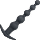 Rechargeable X-5 Silicone Power Beads 7.25 inch Black with graduated beads and a flexible base for enhanced pleasure.