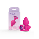 Viben Gemma Purple Gem Pink Silicone Anal Plug Medium with gemstone and packaging in a stylish display.