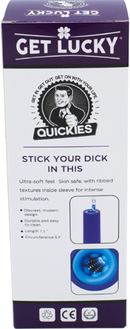 Get Lucky Quickies Stick Your Dick in This Masturbator packaging featuring ribbed texture for stimulation.