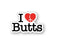 "I Love Butts" enamel pin featuring a playful butt-shaped heart design in red, perfect fun accessory for jackets, bags, or hats.